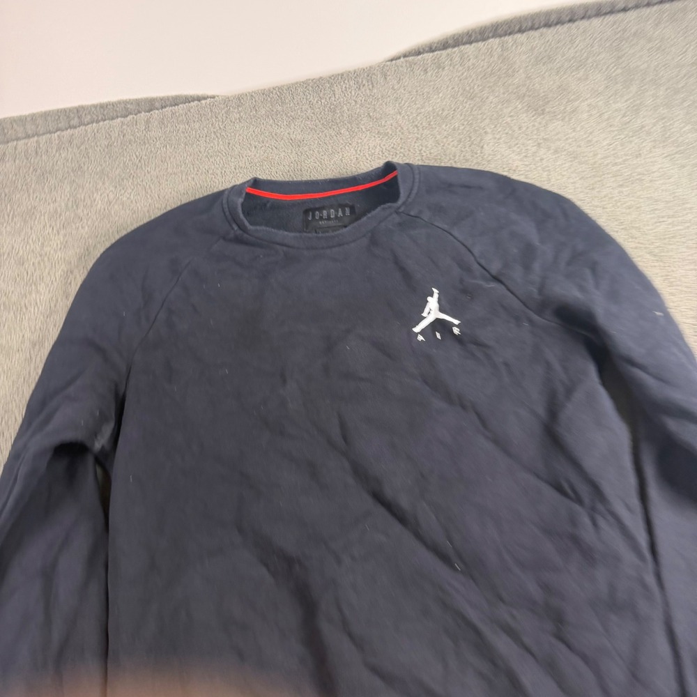 Jordan Jumpman Air Crewneck Sweatshirt Navy Blue Mens Large Raglan Fleece